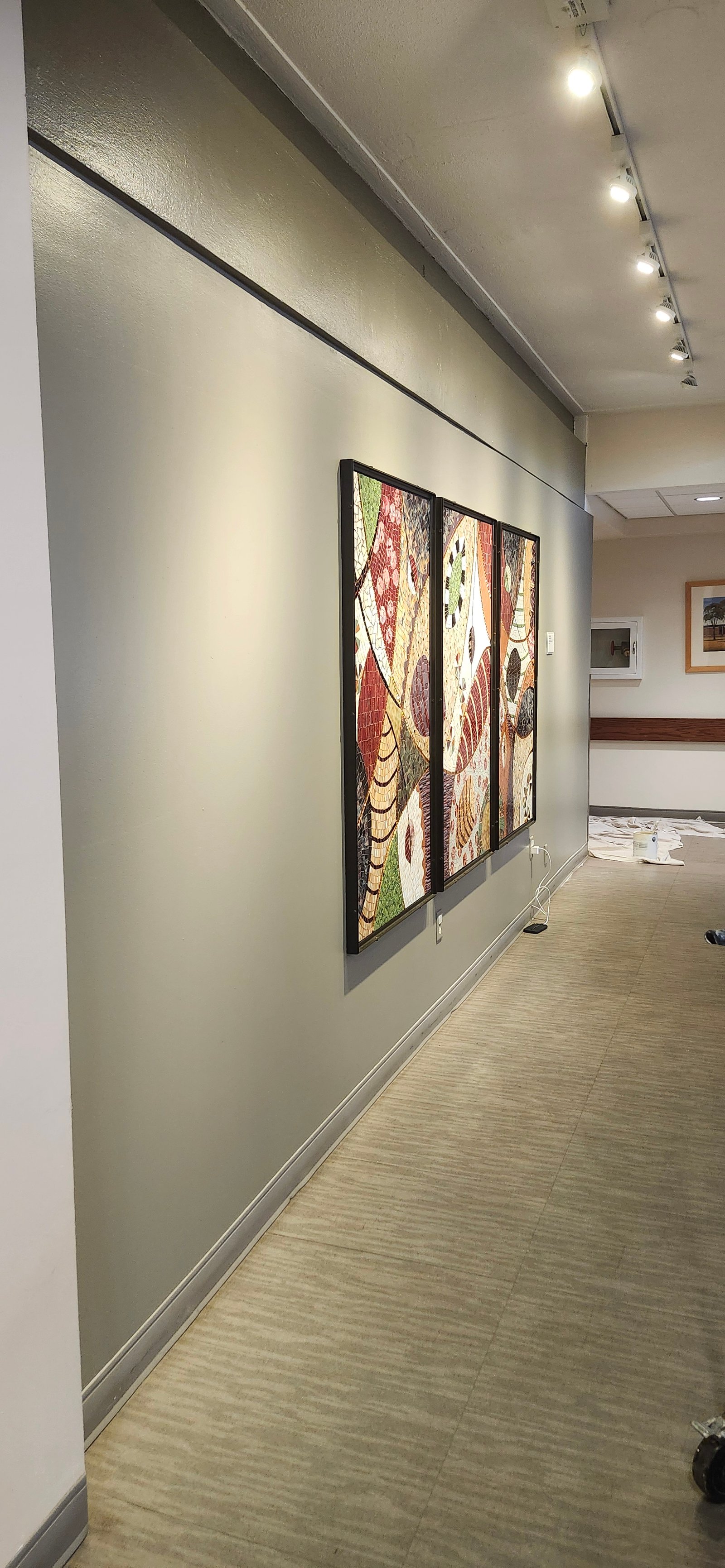 Commercial gallery interior with coated floor and walls